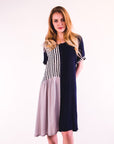 Stripe Print Cotton Dress (Blue)