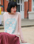 Floral & Pearl Embellished Knitted Jumper