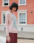 Floral & Pearl Embellished Knitted Jumper