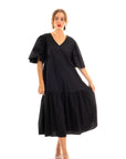 Oversized Puff Sleeves Maxi dress in Black