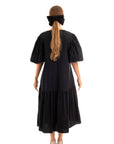 Oversized Puff Sleeves Maxi dress in Black