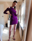 Cold Shoulder Frill Knitted Dress