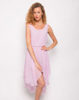 Dip hem Chiffon dress in light purple color
