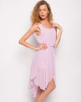 Dip hem Chiffon dress in light purple color
