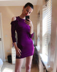 Cold Shoulder Frill Knitted Dress