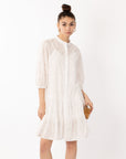 Leave's pattern shirt dress in white
