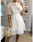 Leave's pattern shirt dress in white