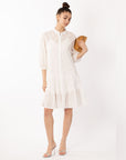 Leave's pattern shirt dress in white