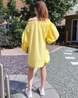 Off shoulder long sleeves oversize dress in Yellow
