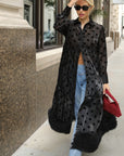 Polka Dot Sheer Tiered Button Down Maxi Shirt Dress