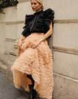 Statement Layered Ruffle Tulle Maxi Skirt