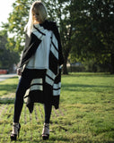 White Stripe Knitted Thick Wraps (Black)