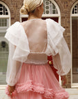 Statement Organza Ruffle Crop Top in White