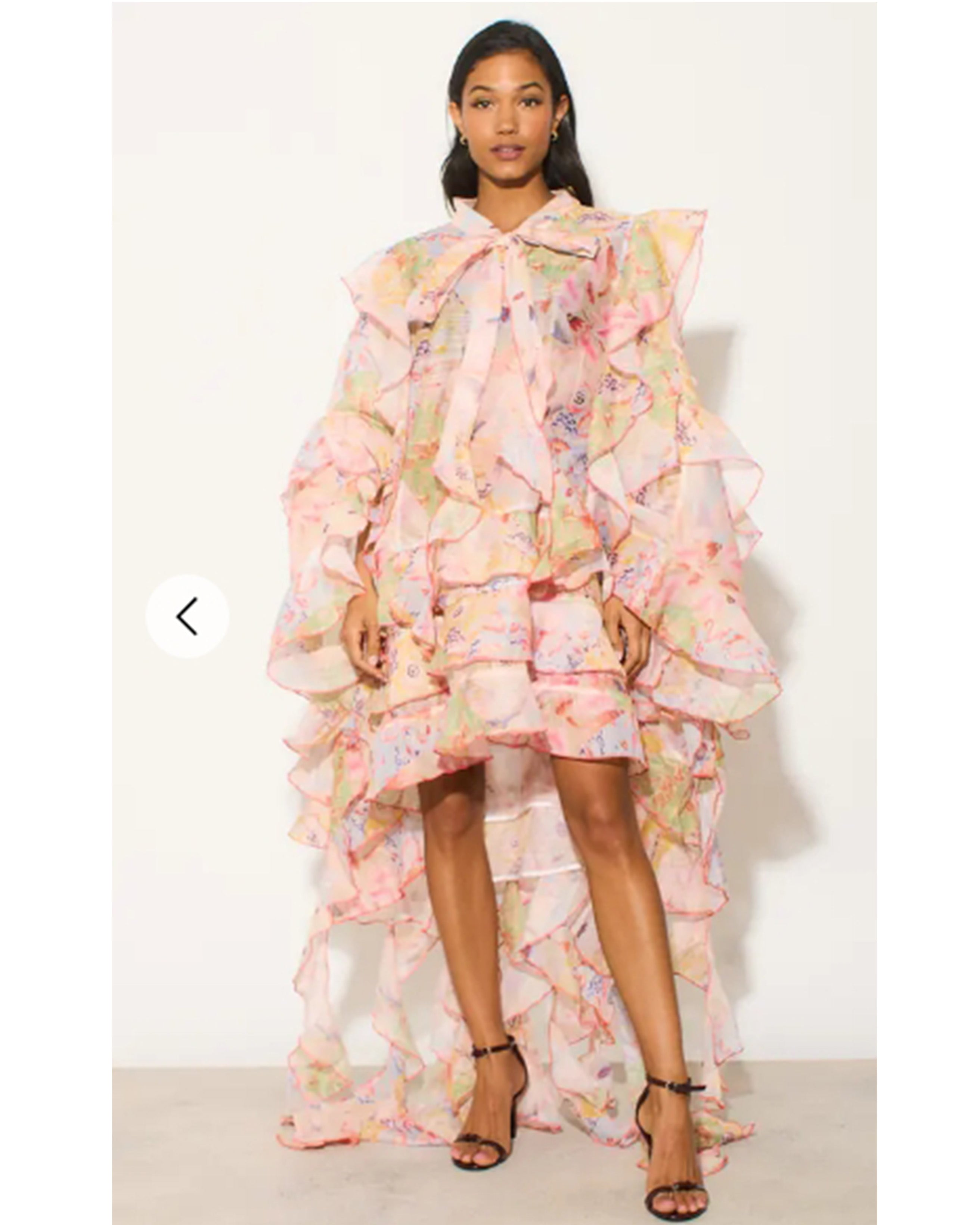 Heavy Tiered Ruffle Oversized Dress In Red Floral Print – CYLONDON