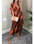 Multi leaves print kaftan cardigan