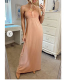 Bandeau Strapless Jersey Maxi Dress in Nude
