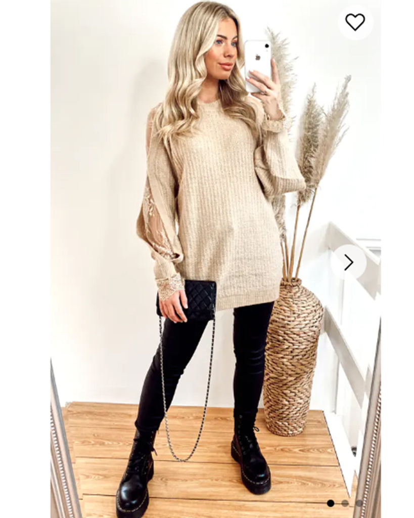 Lace sleeves and cut out design jumper