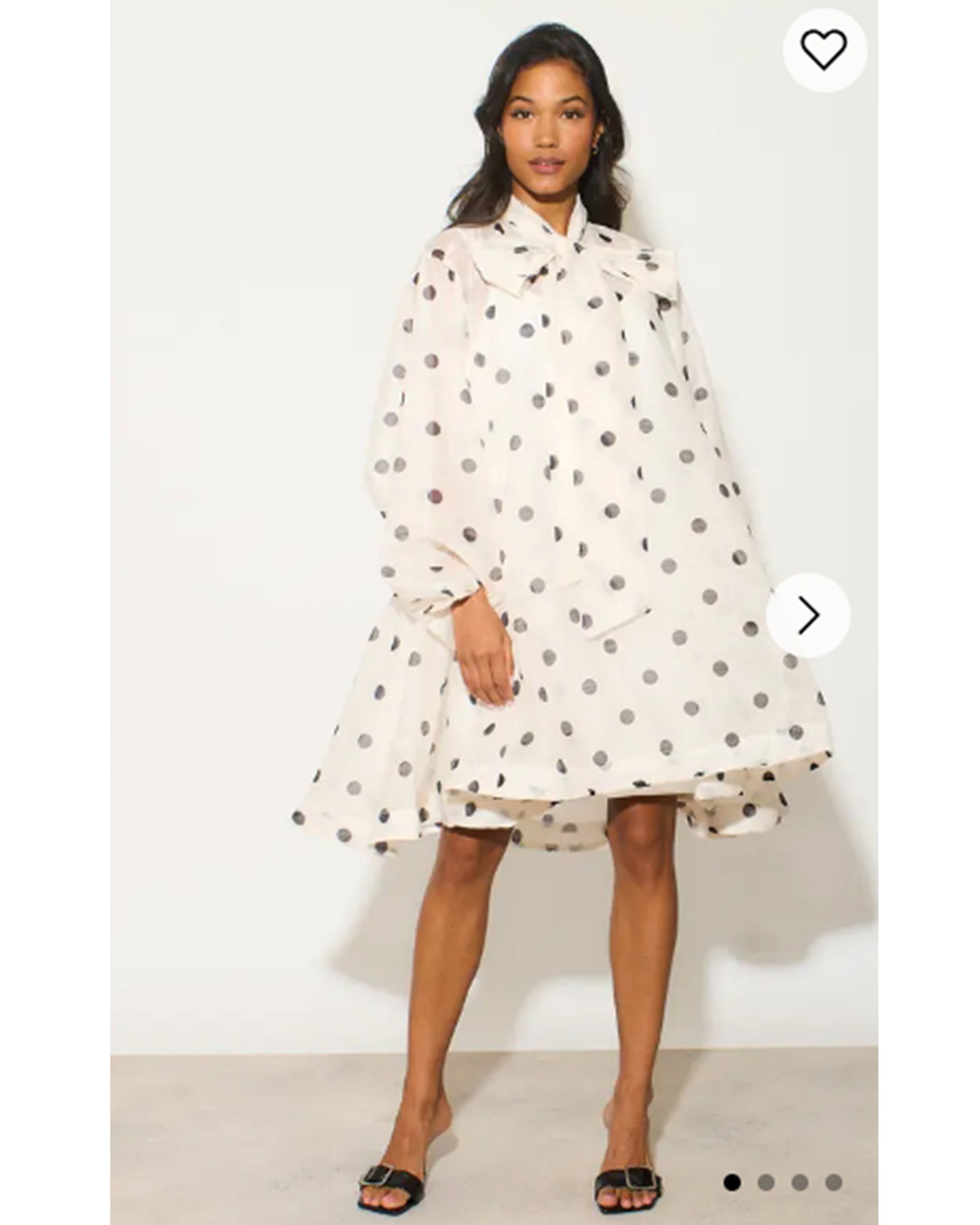 Oversized Poker Dot Print Billow Dress With Blouson Sleeves