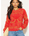 Fluffy Christmas reindeer Print Long Jumper