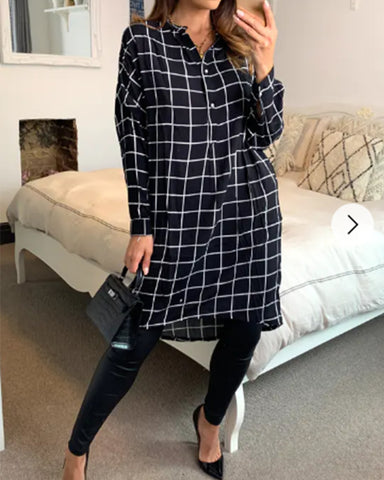 Check print shirt dress