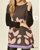 Leave Print Knitted Jumper