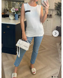 Leather Look on shoulder & back with stud Vest