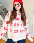 Classic & Cozy Snowflake Knit Jumper in Pink