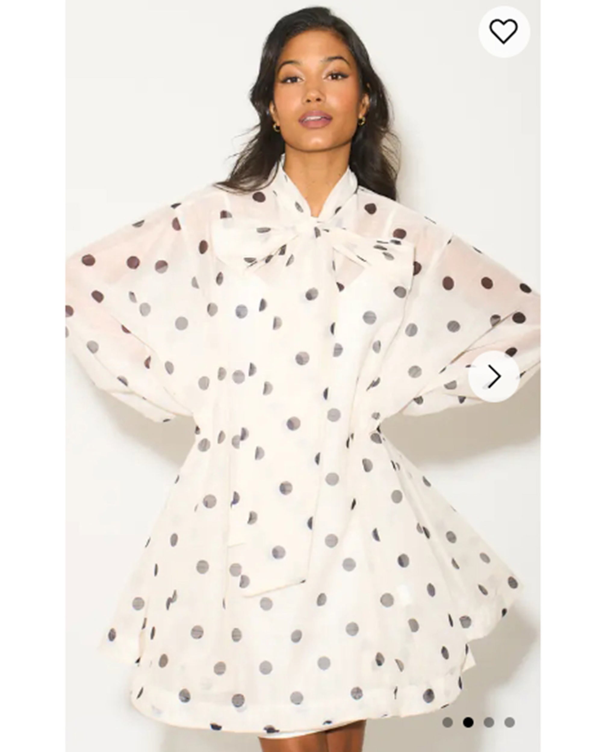 Oversized Poker Dot Print Billow Dress With Blouson Sleeves