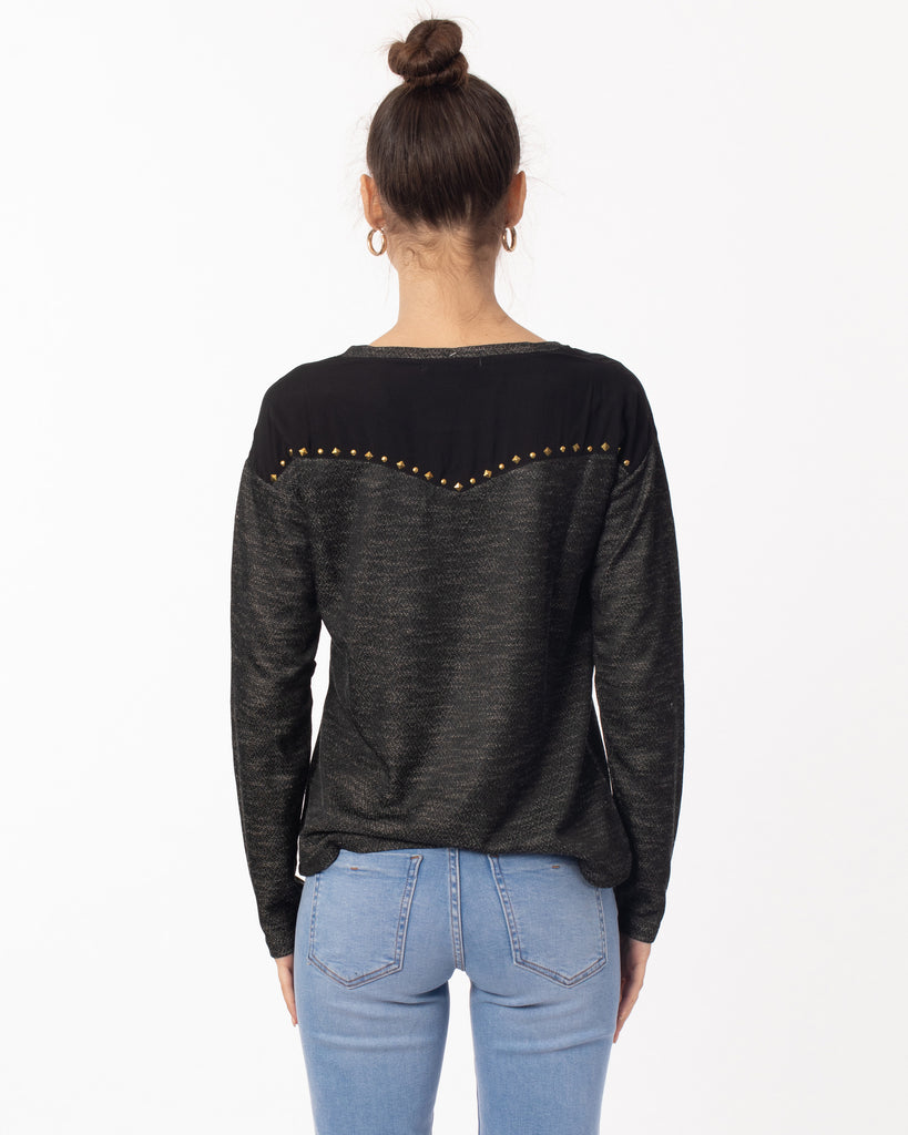Stud Design On Shoulder & Back Sweatshirt