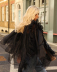Statement Ruffle Design Organza Ruffle Blouse In Black