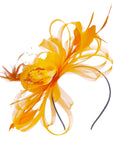 Feather & Floral Fascinator Headband In Orange