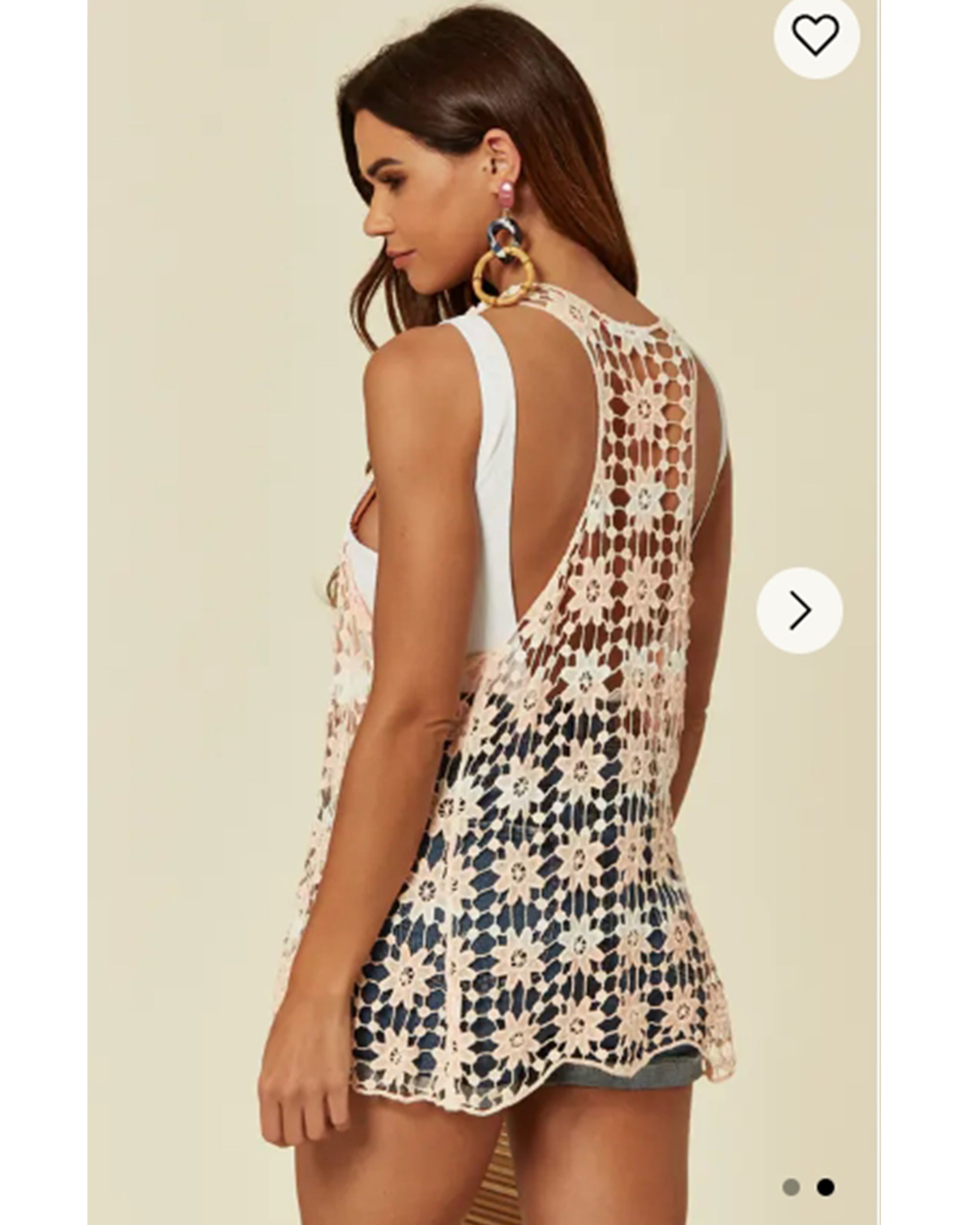 Floral Pattern Crochet Vest