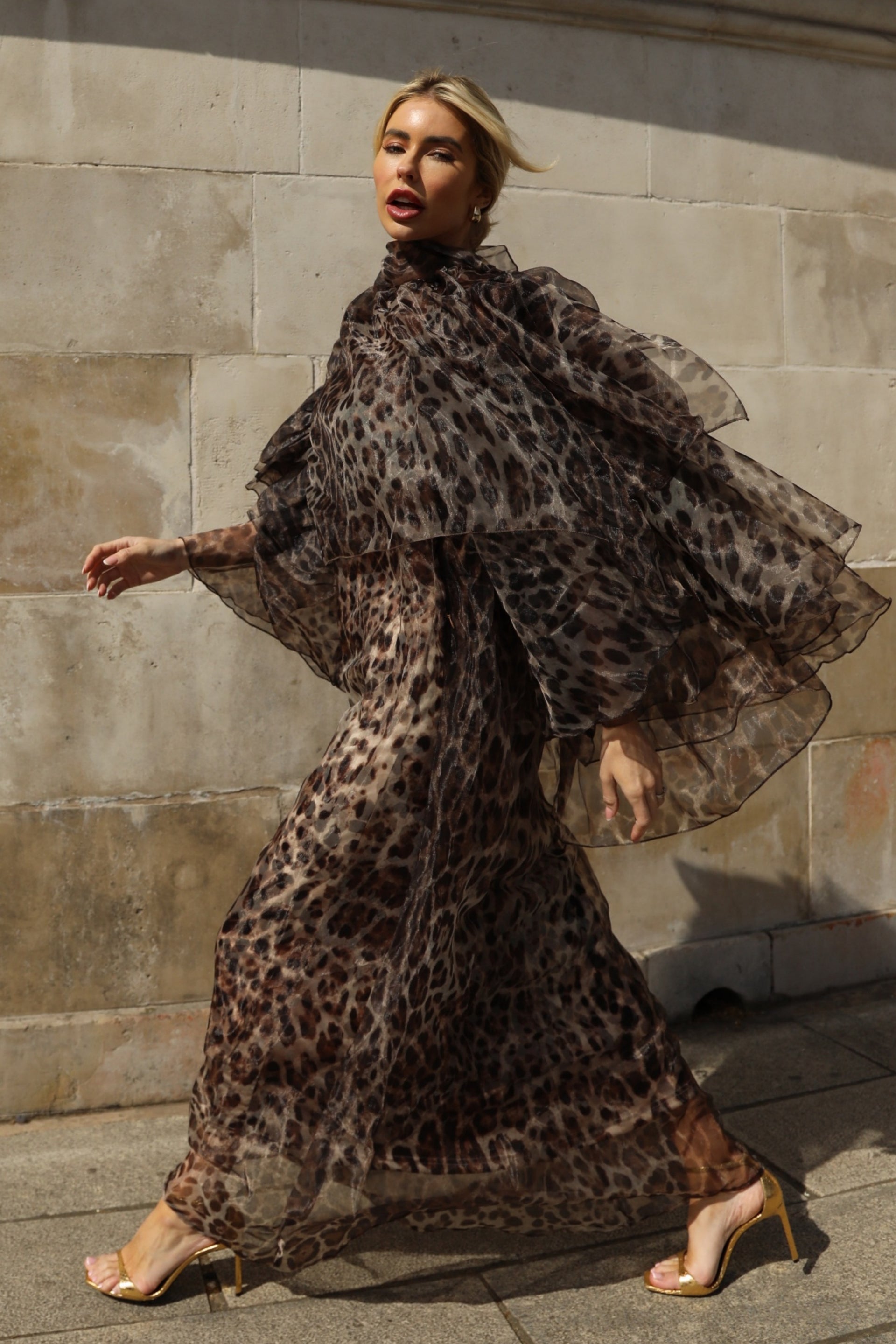 animal print maxi dress uk JAYLEY Silk Blend Animal Print Maxi Dress