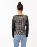 Black & White Dog-tooth Print Top