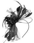 Feather & Floral Fascinator Headband In Black