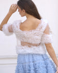 Statement Ruffle Tulle Pull-On Crop Top in White
