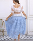 Statement Ruffle Tulle Pull-On Crop Top in White