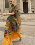 Pattern Print Pleated Blouse & Trousers Set