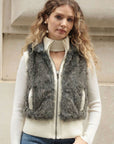 Faux Fur Waistcoat Jacket in Green