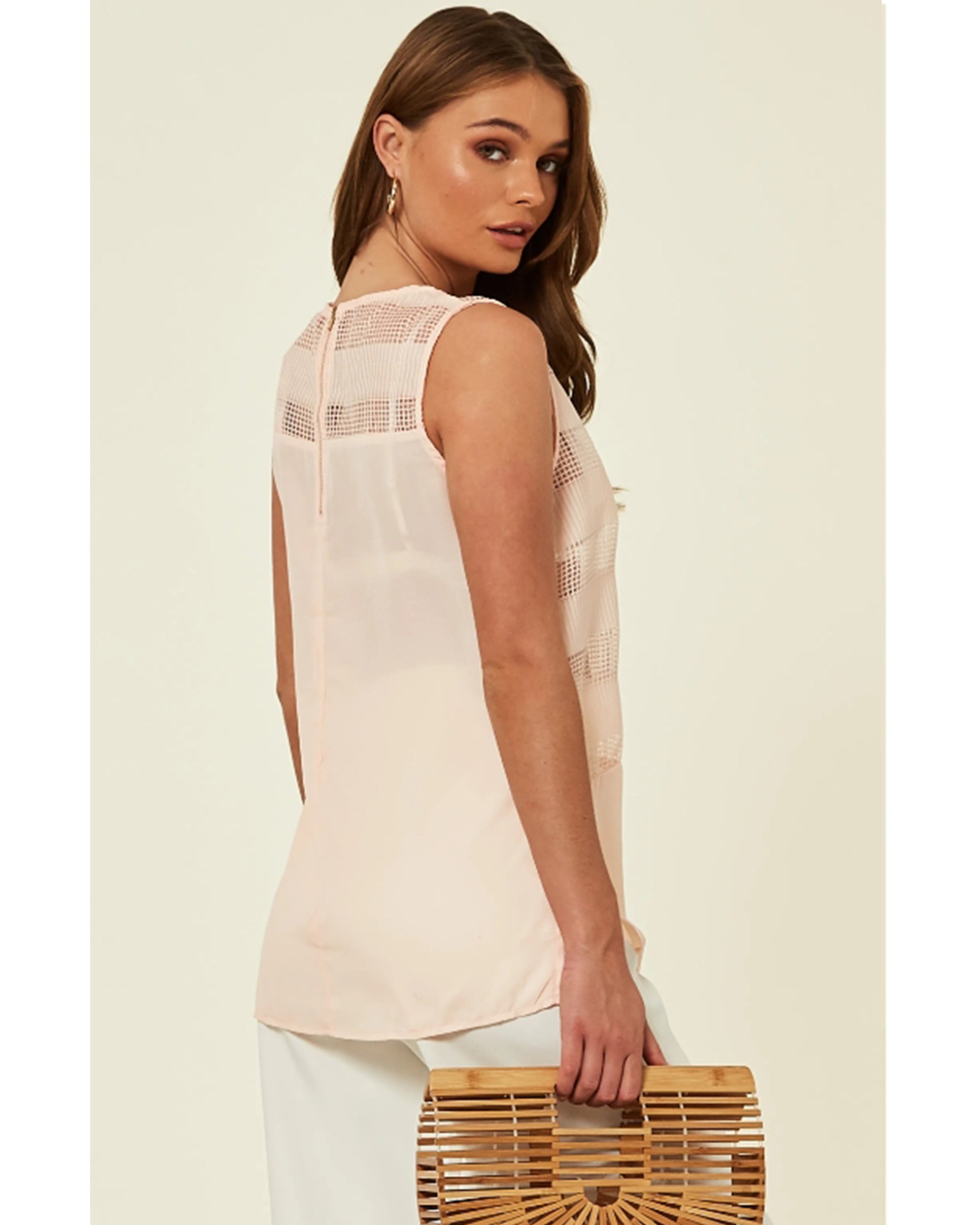 Mesh Chiffon  Vest Top (Peach)