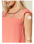 Organza Chiffon Gold Chain Top (Red)