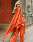 Cape-Sleeve Shirt & Wide-Leg Trouser Co-Ord In Orange