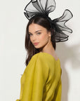 Large Wide Brim Bow Fascinator In Black