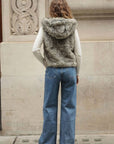 Faux Fur Waistcoat Jacket in Green