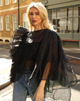 Statement Ruffle Design Organza Ruffle Blouse In Black