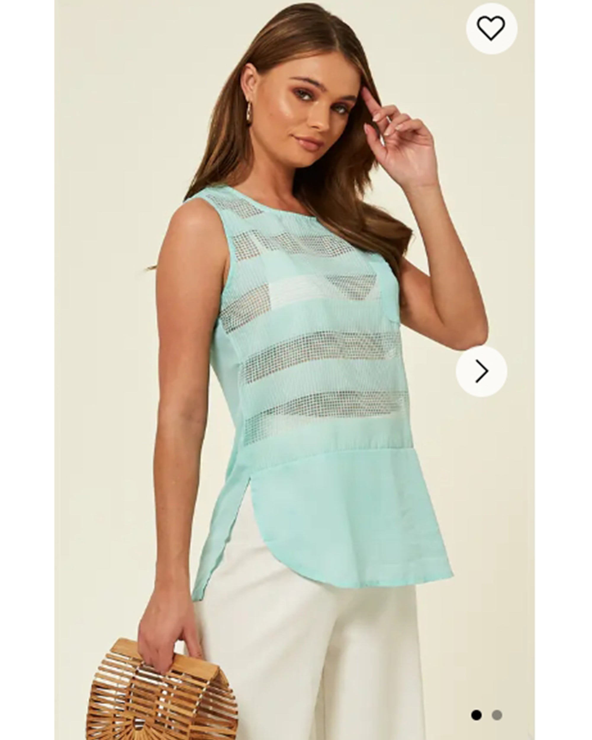Mesh Chiffon  Vest Top (Mint)