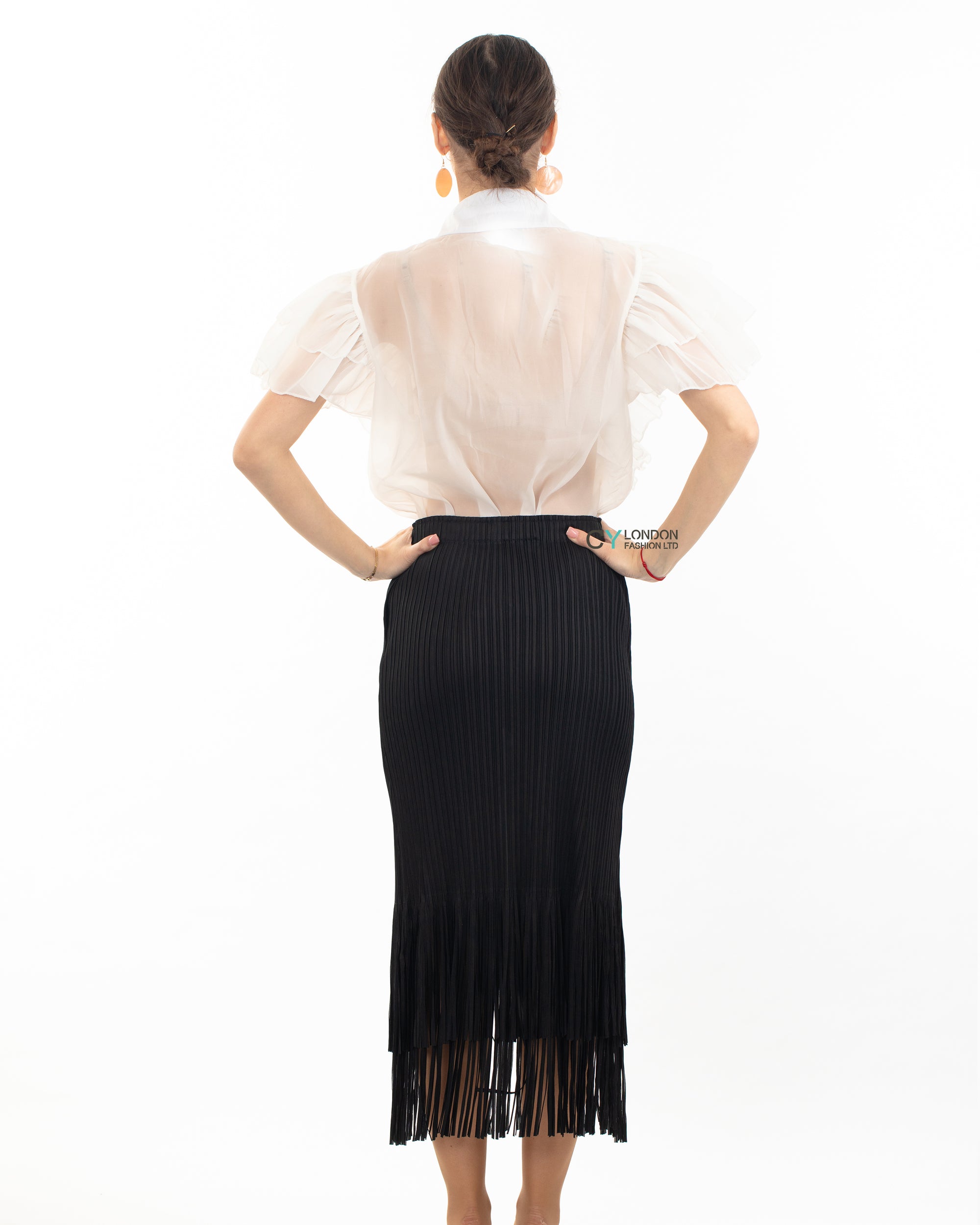 Multi Ruffle Layer design Blouse in White color