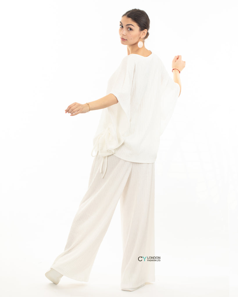 Oversized comfort stretch-jersey top and Relaxed-fit trousers in White