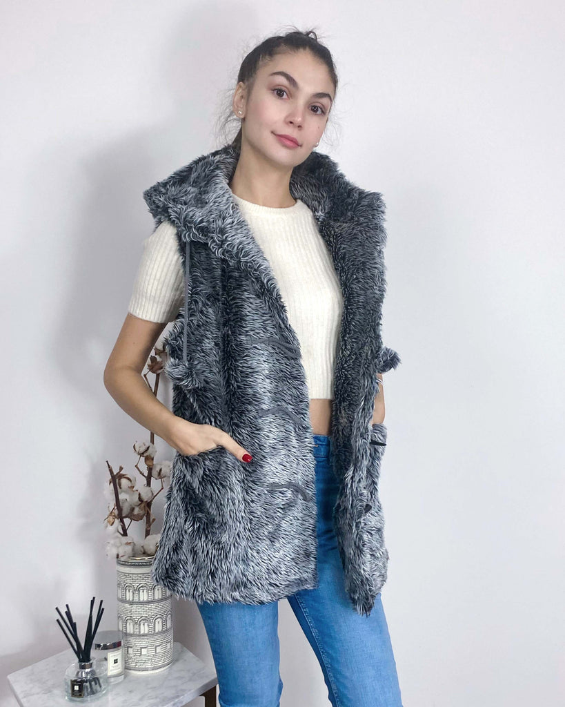 Faux Fur Oversize Hoody Coat