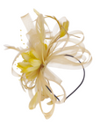 Feather & Floral Fascinator Headband In Gold